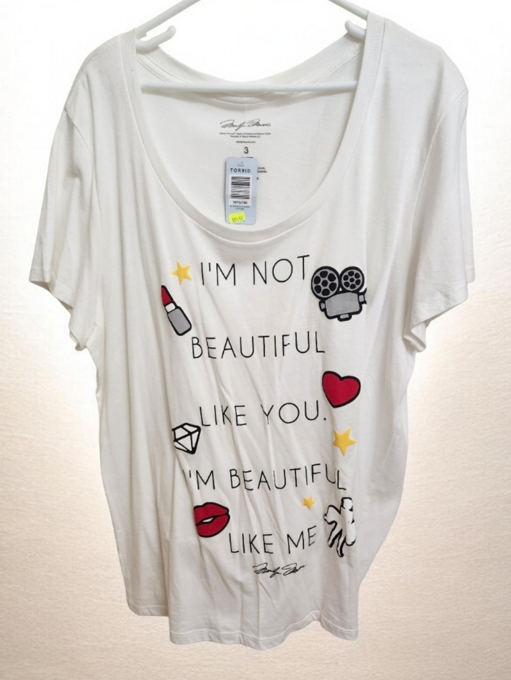torrid White Graphic Scoop Neck Graphic Tee■ Nwt